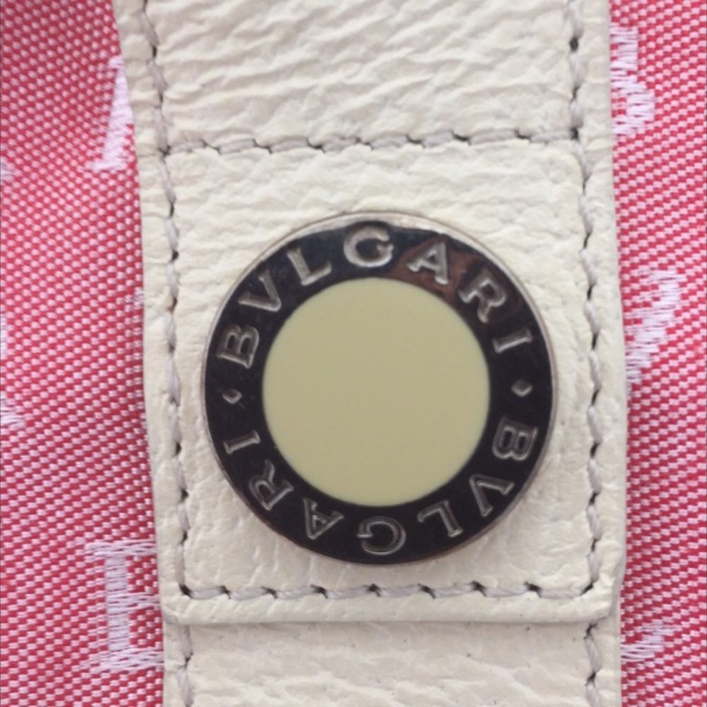 BVLGARI MAEREA Pink/Coral Leather Trim Satchel - Picture 11 of 13